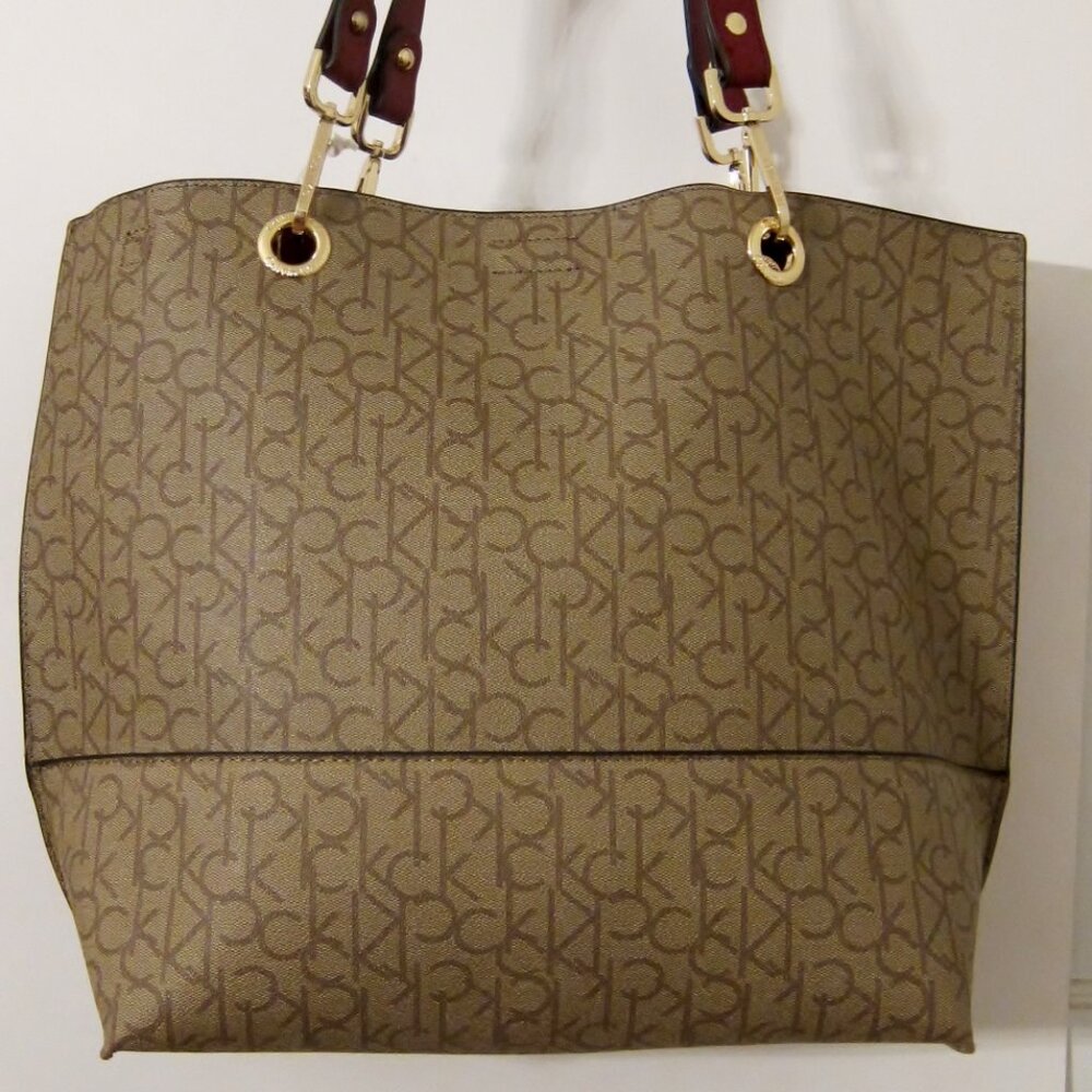 Calvin Klein Sonoma Signature Reversible Tote, with matching clutch bag